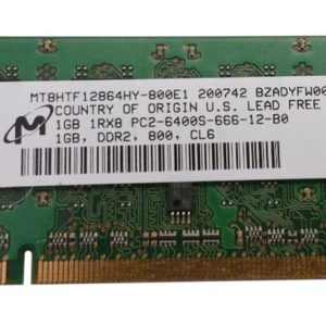 mt8htf12864hy 800e1 micron 1gb pc2 6400 ddr2 800mhz non ecc unbuffered cl6 200 pin sodimm single rank memory module